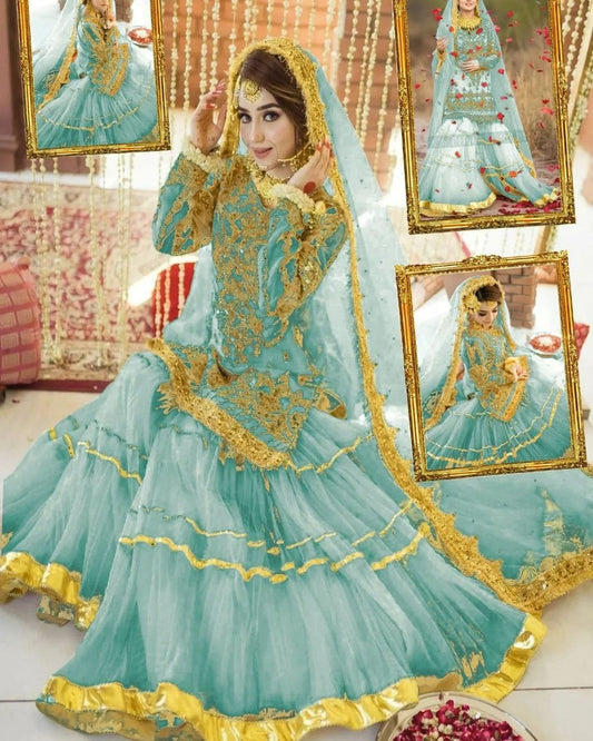 BRIDAL ENGLISH GREEN GARARA