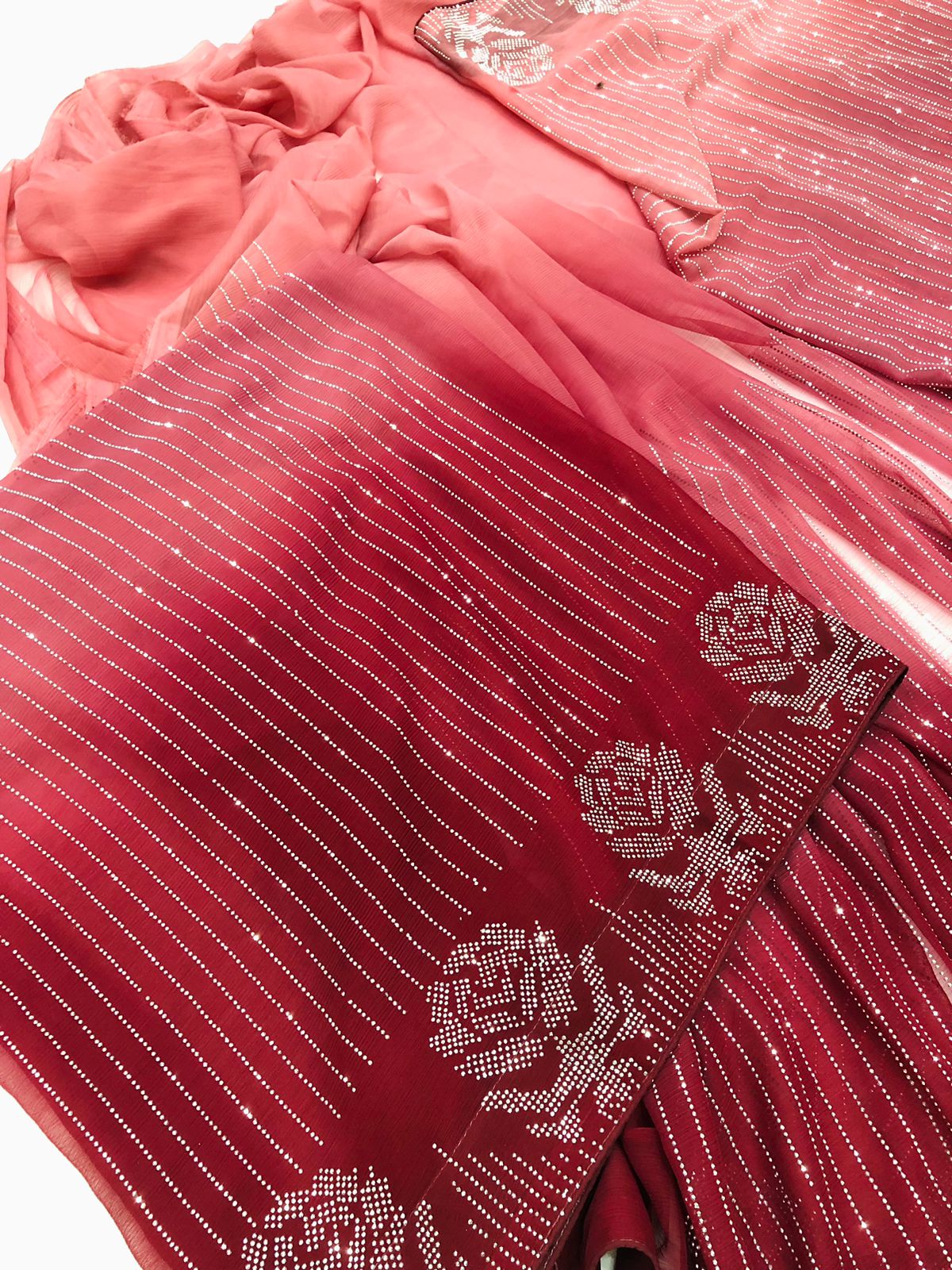 THREE TONE SAREE PINK