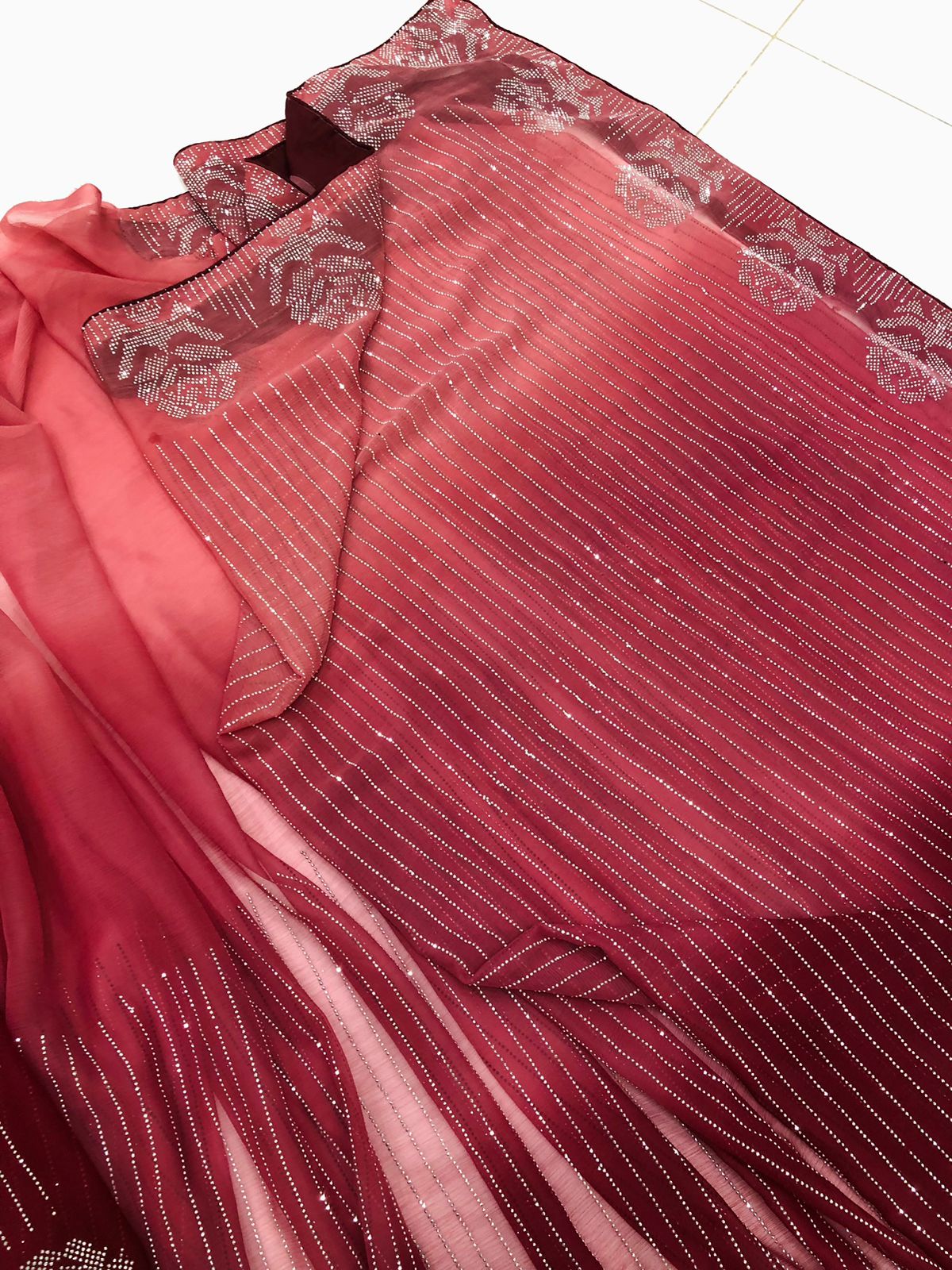 THREE TONE SAREE PINK