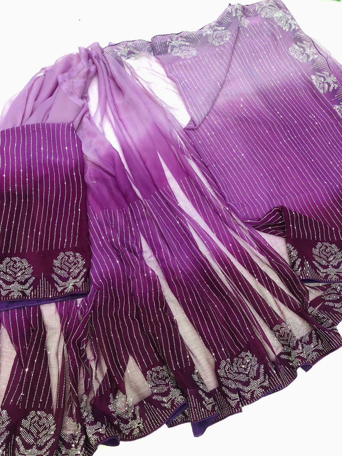 THREE TONE SAREE LILAC