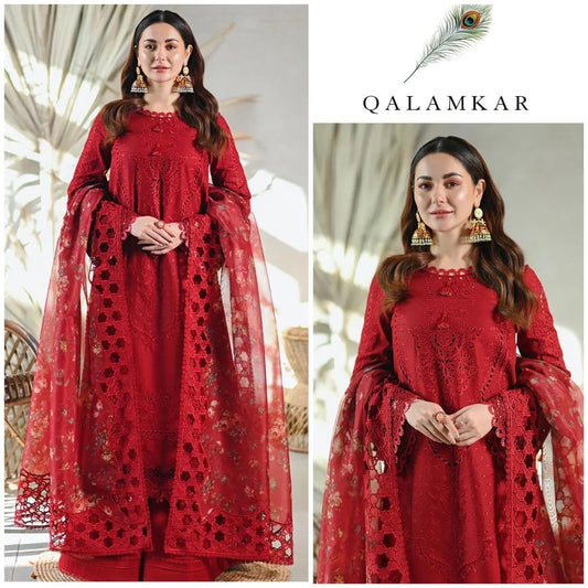 QALAMKAR RED LAWN - RHH Fabrics