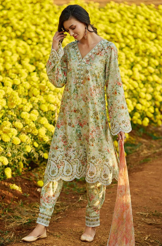 MULTI PRINTED LAWN WITH SILK DUPATTA - RHH Fabrics